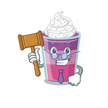 Kokteyl jölesi çizgi film karakteri tasarımında gözlük takan mütevazı bir yargıç. Vektör illüstrasyonu