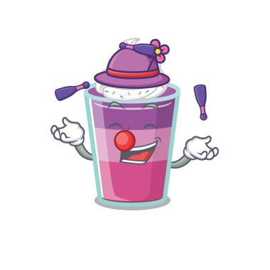 Hokkabazlık yapan çekici bir kokteyl jölesi çizgi film tasarımı. Vektör illüstrasyonu