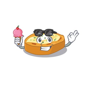 Çizgi film tasarımı konsepti fırında patates ve dondurma. Vektör illüstrasyonu