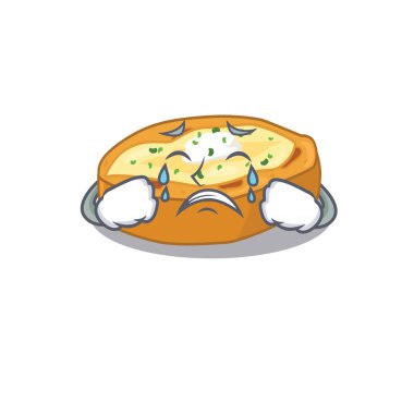 Ağlayan suratlı fırında patates çizgi film karakteri tasarımı. Vektör illüstrasyonu