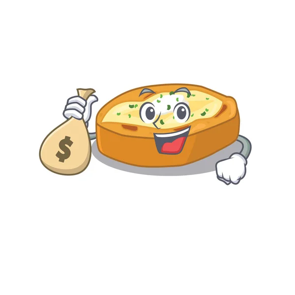 精美的烤土豆卡通设计装有钱袋 矢量说明 — 图库矢量图片