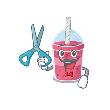 Berberli spor çilekli çay çizgi film karakteri tasarımı. Vektör illüstrasyonu