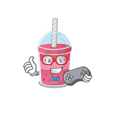 Maskot tasarımı konsepti. Çilekli çay oyunu denetleyicisi kullanıyor.