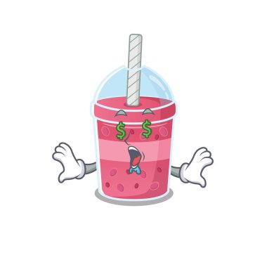 Zengin çizgi film karakteri tasarımı. Paralı çilekli çay.