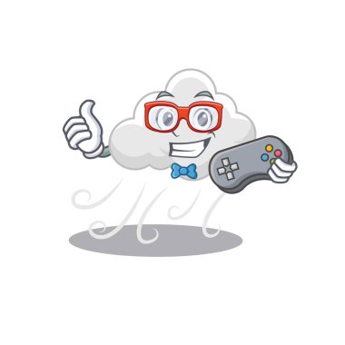 Maskot tasarım konsepti, kumanda kullanan rüzgarlı oyuncular. Vektör illüstrasyonu