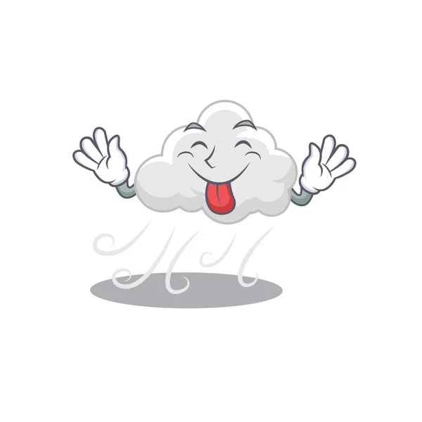 Amusing Face Cloudy Windy Cartoon Design Tongue Out Vector Illustration — Stock Vector