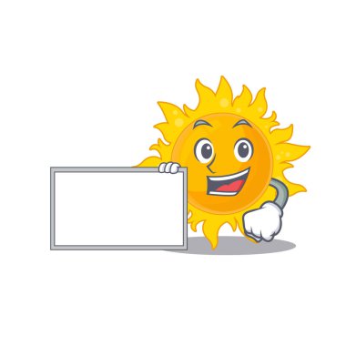 Tahtalı yaz güneşi çizgi film karakteri tasarımı. Vektör illüstrasyonu