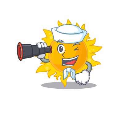 Güneş Savaşçısı 'nın dürbünlü bir karikatür ikonu. Vektör illüstrasyonu