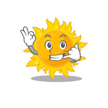 Yaz güneşinin çizgi film dizaynı bana komik jest diyebilirsin. Vektör illüstrasyonu