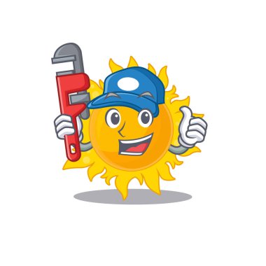 Summer sun Smart Plumber çizgi film karakteri tasarımı. Vektör illüstrasyonu