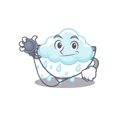 Bulutlu yağmurlu doktor çizgi film karakterinin aletleri. Vektör illüstrasyonu