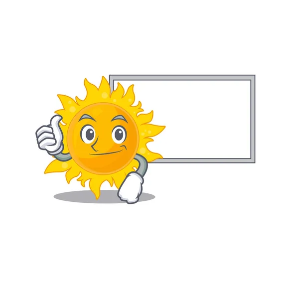 Humorous Summer Sun Cartoon Design Thumbs Bring White Board Vector — Stock Vector