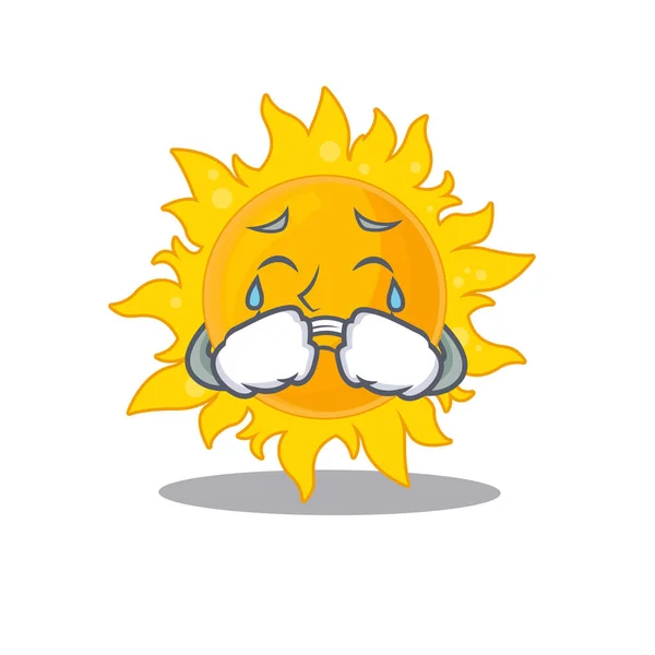 Cartoon Character Design Summer Sun Crying Face Vector Illustration — Stock Vector