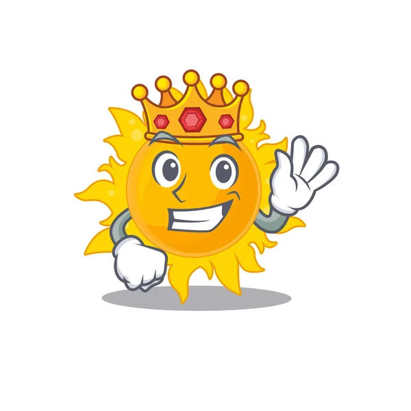 Ένας Σοφός Βασιλιάς Του Καλοκαιριού Στυλ Σχεδιασμού Μασκότ Ήλιο Εικονογράφηση — Διανυσματικό Αρχείο
