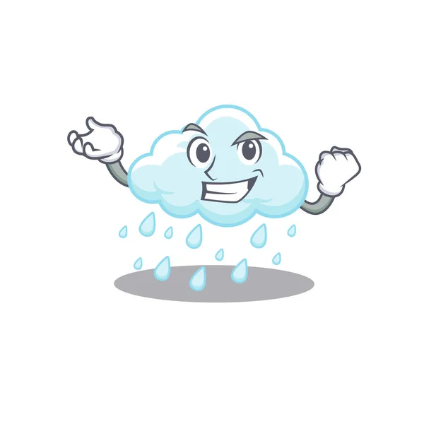 Dazzling Cloudy Rainy Mascot Design Concept Happy Face Vector Illustration — Stock Vector