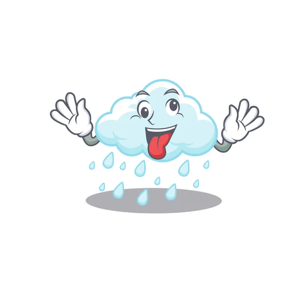 Diseño Dibujos Animados Nublado Lluvioso Que Tiene Una Cara Loca — Vector de stock