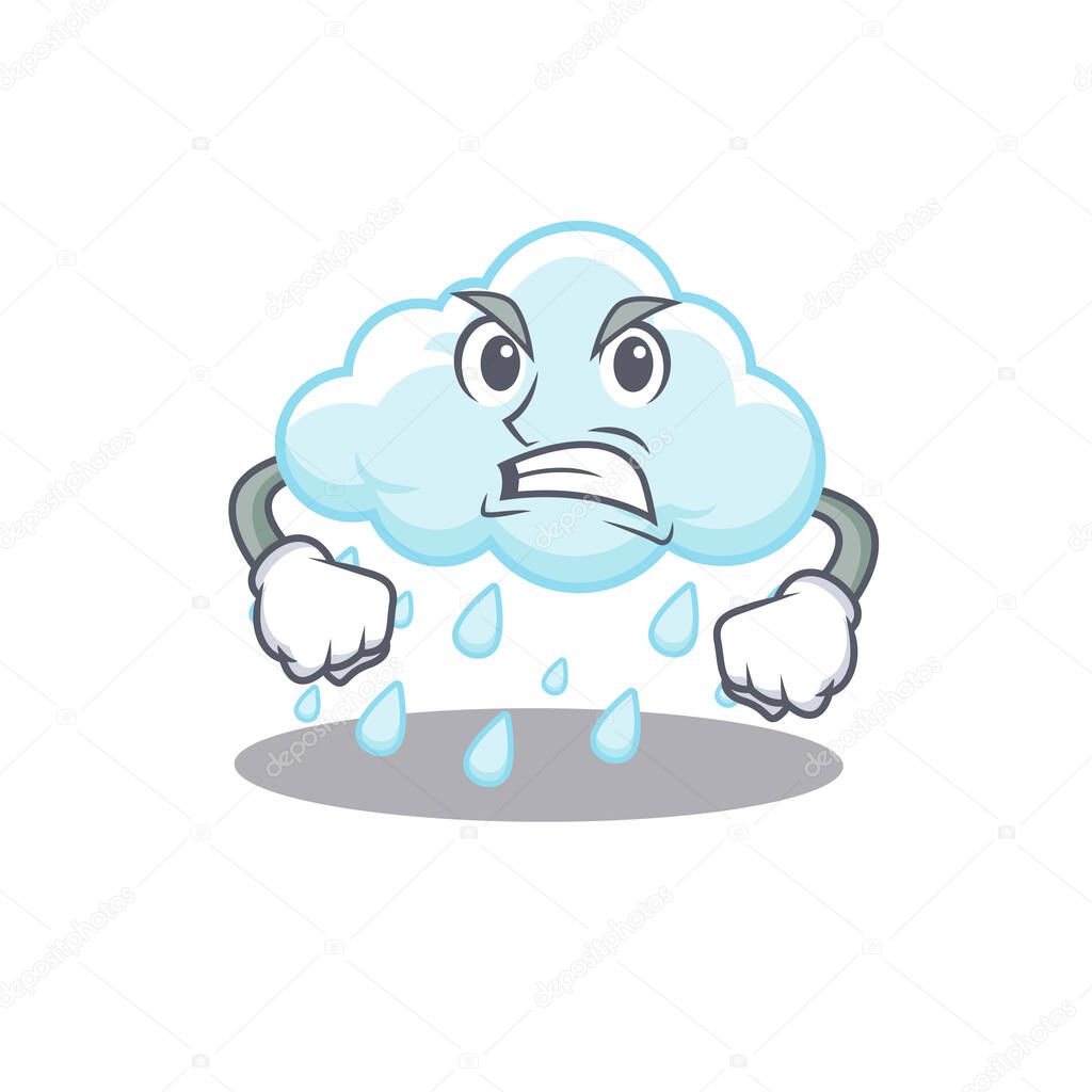 Mascot design concept of cloudy rainy with angry face. Vector illustration
