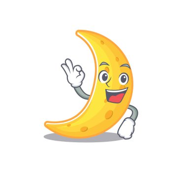 Hilal ay maskotu tasarım stili ve jest parmağı.