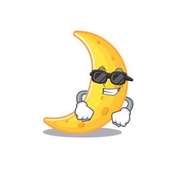 Havalı hilal çizgi film karakteri pahalı siyah gözlük takıyor.