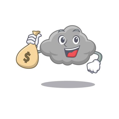 Zengin gri karikatür tasarımı para çantaları barındırır