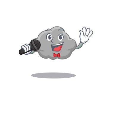 Elinde mikrofon tutan Gri Bulut çizgi film karakterinin yetenekli şarkıcısı.