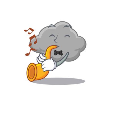 Gri Bulut çizgi film tasarımında trompet çalan yetenekli bir müzisyen.