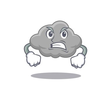 Kızgın yüzlü gri bulut maskotu tasarımı