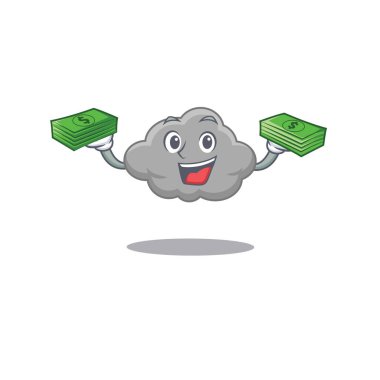 Zengin, gri bir çizgi film karakteri. Elinde para var.