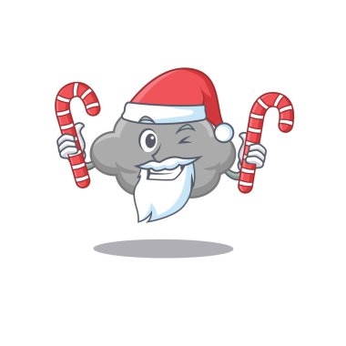 Noel Baba çizgi filmindeki dost canlısı gri bulut Noel şekeri saklıyor