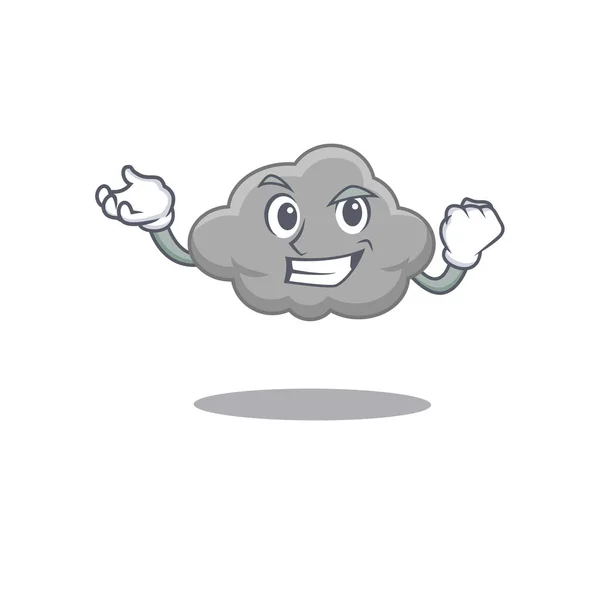 Сліпуча концепція дизайну сірої хмари талісмана з щасливим обличчям — стоковий вектор