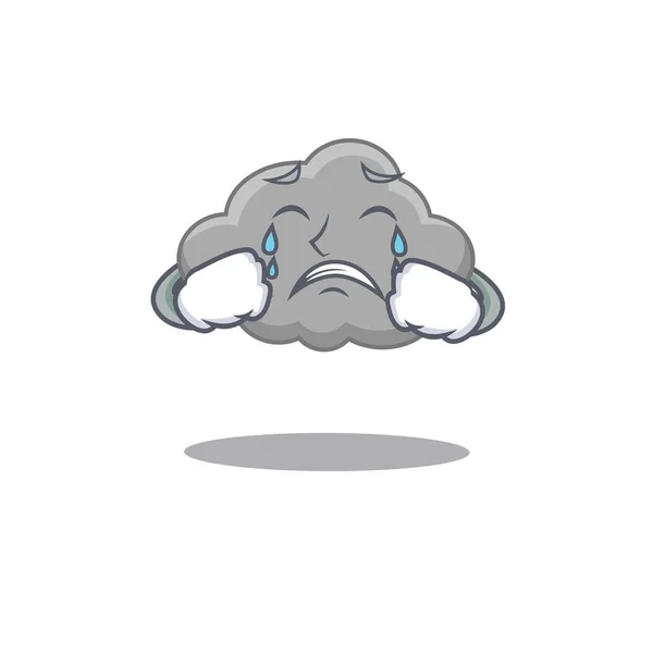 Zeichentrickfigur Design der grauen Wolke mit einem weinenden Gesicht — Stockvektor