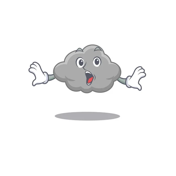 Cartoon design style of grey cloud has a surprised gesture — Stock Vector