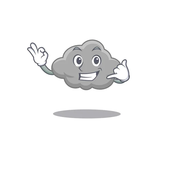 Мультиплікаційний дизайн сірої хмари з викликом мені смішний жест — стоковий вектор