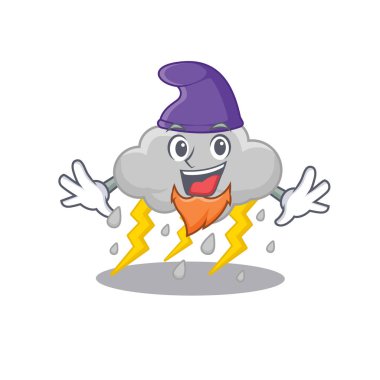 Elf çizgi filminde bulut fırtınasının şirin bir resmi. Vektör illüstrasyonu