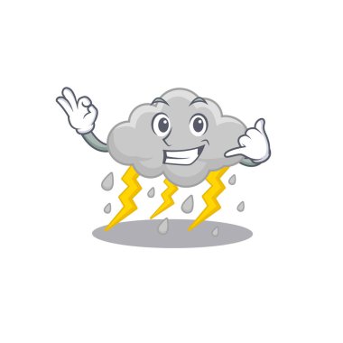 Bulutlu fırtınanın çizgi film tasarımı bana komik jest diyebilirsin. Vektör illüstrasyonu