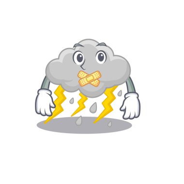 Bulut fırtınalı çizgi film karakteri gibi gizemli sessiz bir jest. Vektör illüstrasyonu