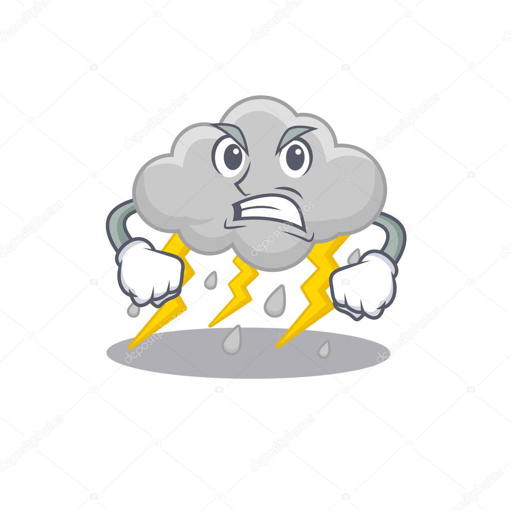 Mascot design concept of cloud stormy with angry face. Vector illustration