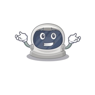 Sırıtan astronot miğferi çizgi film tasarımı konsepti.