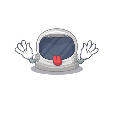 Komik bir yüz astronot miğferi çizimi.