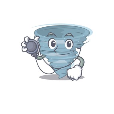 Tornado in doctor cartoon character with tools clipart