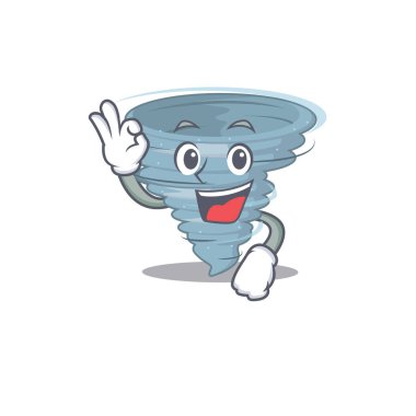 Tornado mascot design style with an Okay gesture finger clipart