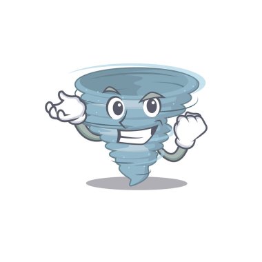 Mutlu yüzlü göz kamaştırıcı bir kasırga maskotu tasarımı.