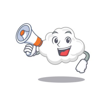 Beyaz bulutun çizgi film karakteri megafonu var.
