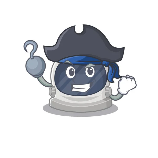 Casco astronauta stile cartone animato come un pirata con gancio mano e un cappello — Vettoriale Stock