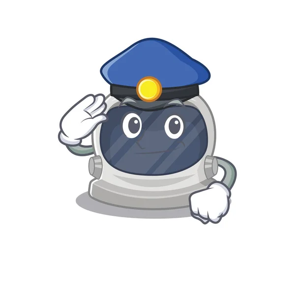 Mascotte d'officier de police design de casque d'astronaute portant un chapeau — Image vectorielle