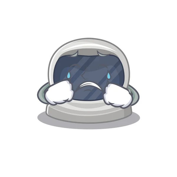 Conception de personnage de bande dessinée du casque d'astronaute avec un visage pleurant — Image vectorielle