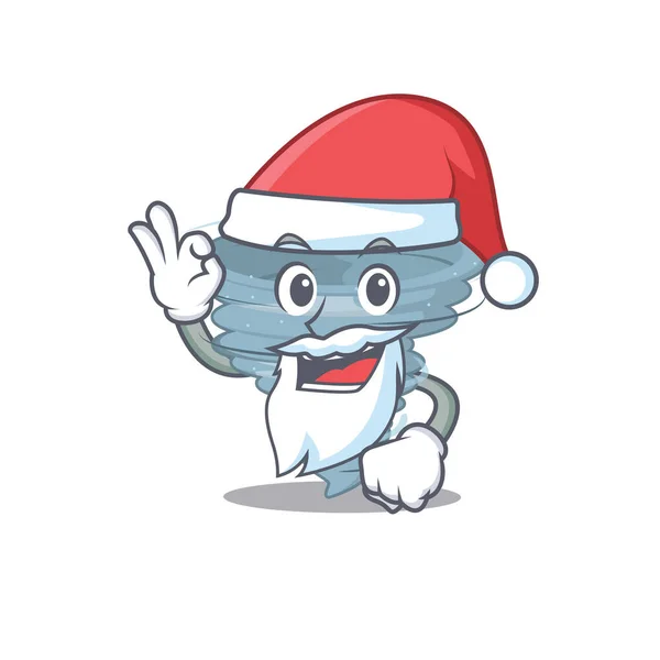 Tornado Santa personaje de dibujos animados con lindo dedo ok — Vector de stock