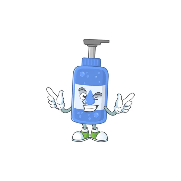 Cartoon Charakter Design Koncepce Handsanitizer Kreslený Design Styl Mrknutím Oka — Stockový vektor