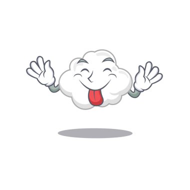 Dili açık komik bir beyaz bulut çizgi film tasarımı. Vektör illüstrasyonu