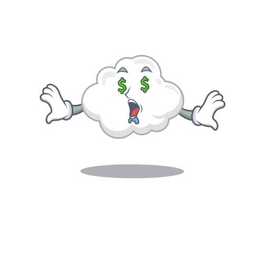 Zengin çizgi film karakteri tasarımı, zengin gözlü beyaz bulut. Vektör illüstrasyonu